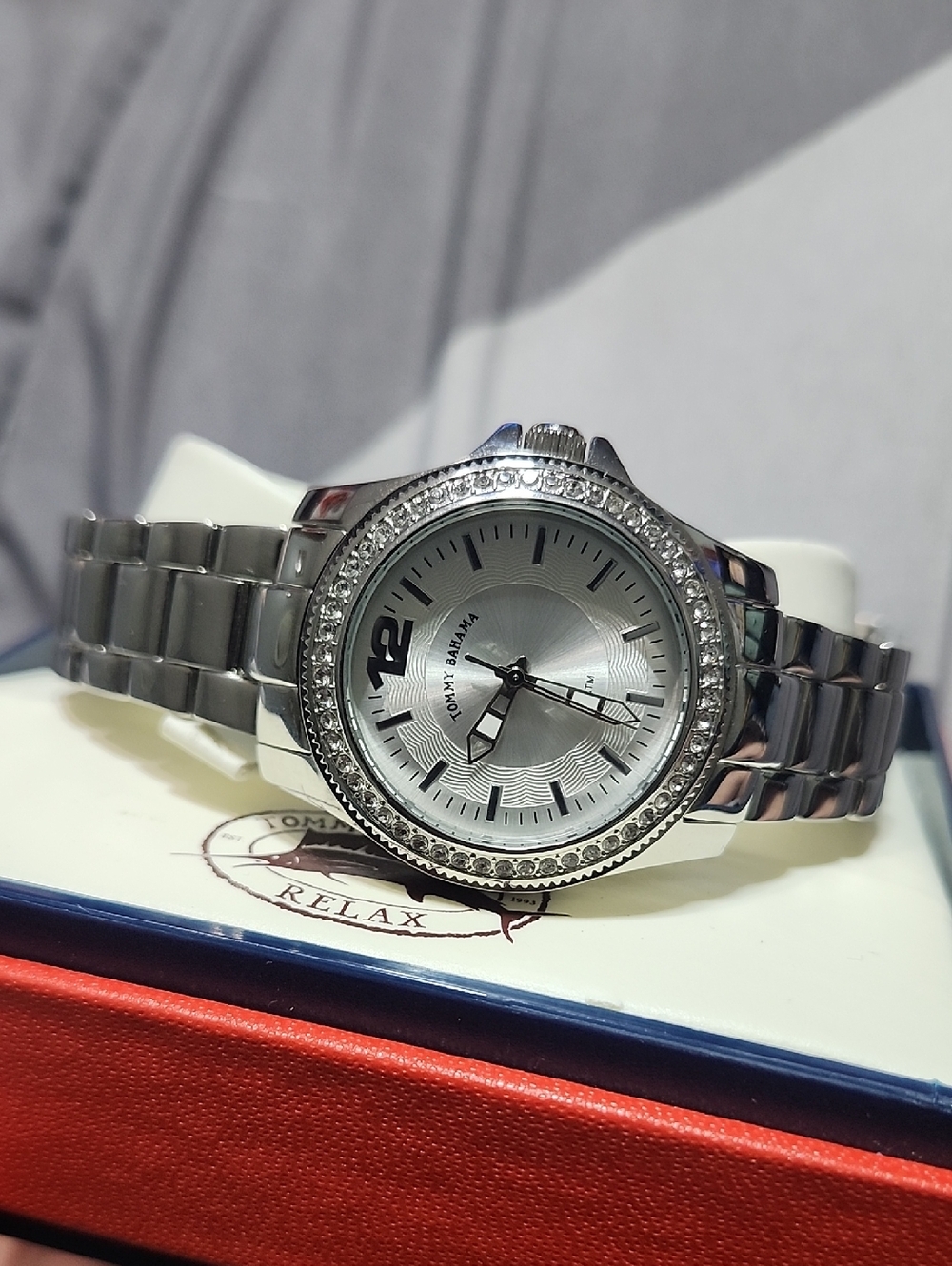 Tommy Bahama Silver Stainless Steel Crystal Accent Women’s Watch
